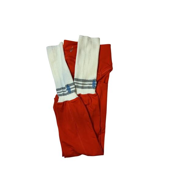 Free People Movement orange High-Rise 7/8 Leggings Sock Cuffs Size S NewWTags - Picture 9 of 10